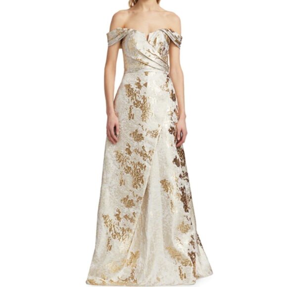 Rene Ruiz Collection Women's Brocade Off-The-Shoulder Gown - Picture 1 of 8